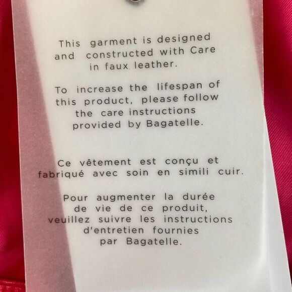 7 For All Mankind NWT Faux Leather Crocodile Crop Top Hot Pink Bikercore - Picture 4 of 6